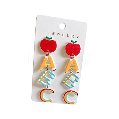 Teachers' Day Printed Acrylic Stud Dangle Earrings WG18C88-01-1