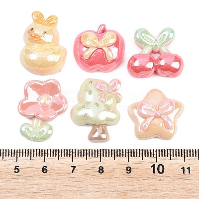 Electroplate Opaque Resin Cabochons RESI-B043-03-1