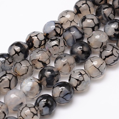 Dyed Natural Agate Faceted Round Beads Strands G-E320E-8mm-12-1