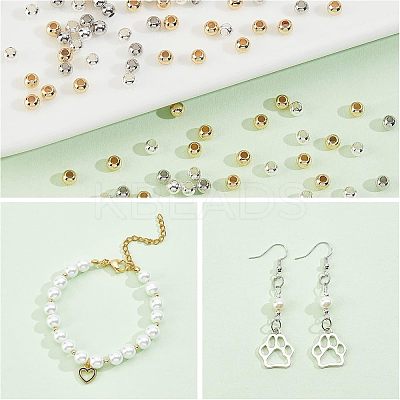 300Pcs 3 Colors Rack Plating and PVD Vacuum Plating Brass Round Spacer Beads KK-FH0003-54-1