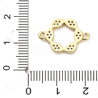 Brass Micro Pave Clear Cubic Zirconia Hollow Flower Connector Charms KK-L229-058G-1
