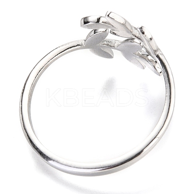 Non-Tarnish 304 Stainless Steel Leaf Cuff Rings STAS-H142-01P-1