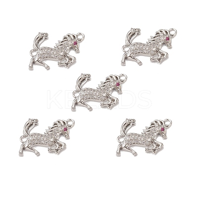 Brass Micro Pave Clear Cubic Zirconia Connector Charms KK-E068-VB019-1