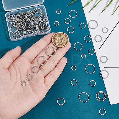 100Pcs 5 Styles 304 Stainless Steel Linking Ring FIND-UN0003-61-1