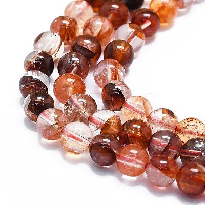 Natural Red Hematoid Quartz/Ferruginous Quartz Beads Strands G-K245-A01-02-1