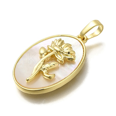 Brass Pave Shell Birth Flower Pendants FIND-I040-04I-1