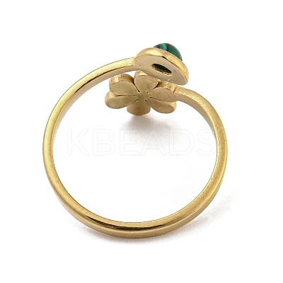304 Stainless Steel with Synthetic Turquoise Ring Ion Plating(IP) RJEW-Z031-01C-03-1