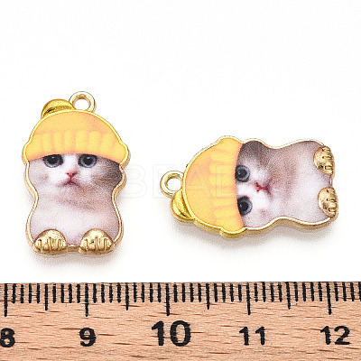 Printed Light Gold Tone Alloy Pendants ENAM-N056-208E-1
