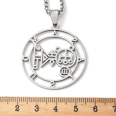 201 Stainless Steel Demon Seal Sigil Pendant Necklaces LS-NJEW-H065-17P-1