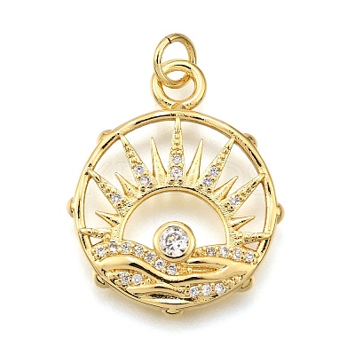 Rack Plating Brass Micro Pave Cubic Zirconia Pendants KK-K401-48B-G-1