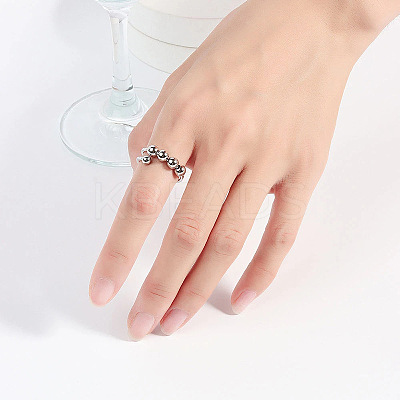201 Stainless Steel Round Beaded Spinner Rings WG5F549-01-1