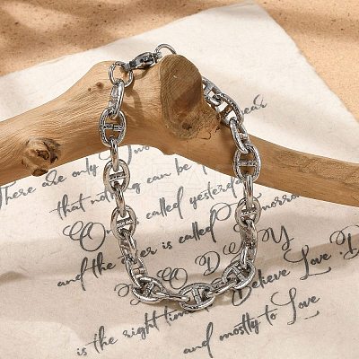 304 Stainless Steel Mariner Link Chain Bracelets for Women BJEW-F488-54C-P-1