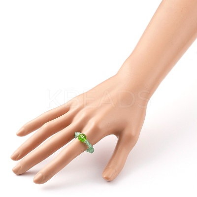 Dyed Natural Malaysia Jade Rondelle Beads Stretch Rings RJEW-JR00313-1