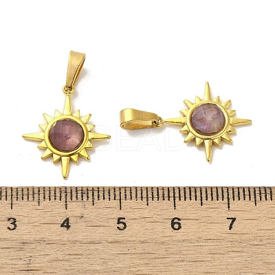 Natural Amethyst Faceted Sun Pendants STAS-P361-02G-02-1