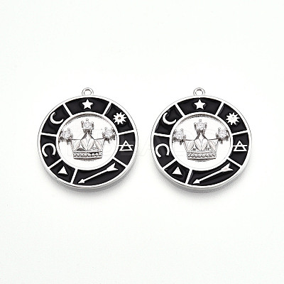 Brass Micro Pave Cubic Zirconia Enamel Pendants ZIRC-T016-18P-1