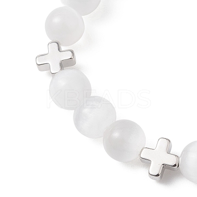 Natural Selenite Beads Stretch Bracelets BJEW-JB13212-1
