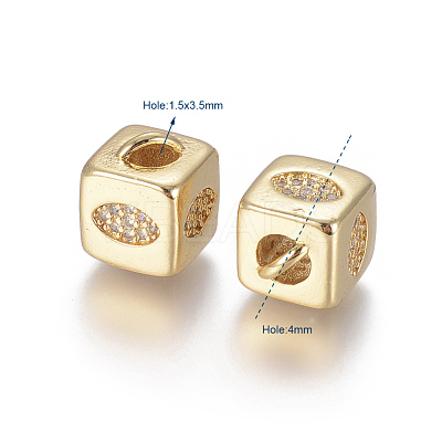 Brass Micro Pave Cubic Zirconia Beads ZIRC-G162-16G-12-1