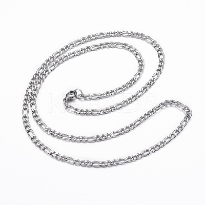 Non-Tarnish 304 Stainless Steel Figaro Chain Necklaces NJEW-H445-17P-1