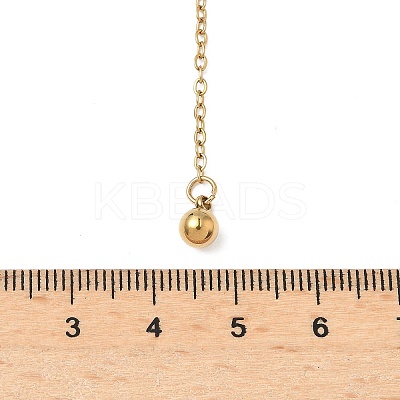 304 Stainless Steel Round Ball Y Tassel Necklaces NJEW-D322-01G-1