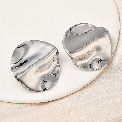 304 Stainless Steel Flat Round Stud Earrings EJEW-K268-56P-1