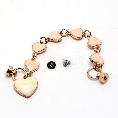 Alloy Enamel Heart Link Chains for DIY Keychains LS-AJEW-WH0188-85B-1