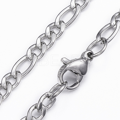 Non-Tarnish 304 Stainless Steel Figaro Chain Necklaces NJEW-H445-17P-1