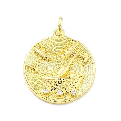 Rack Plating Brass Micro Pave Cubic Zirconia Pendants KK-D359-17G-1