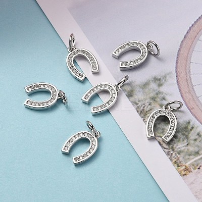 CZ Brass Micro Pave Cubic Zirconia Horse Shoe Charms LS-ZIRC-L018-13P-1