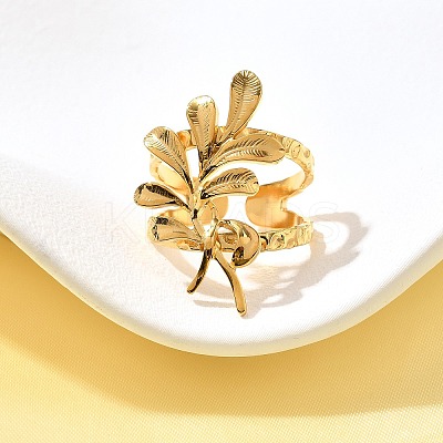 304 Stainless Steel Open Cuff Ring for Women RJEW-A053-06G-10-1