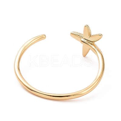 Rack Plating Brass Star Open Cuff Ring for Women RJEW-C029-04G-1