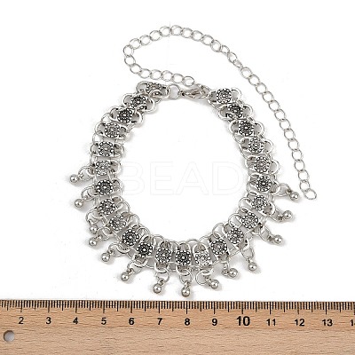 Bohemian Flower Tassel Alloy Anklets for Women LS-AJEW-B107-02-1