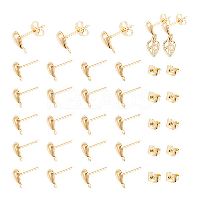 100Pcs Brass Teardrop Stud Earring Findings DIY-GO0001-15-1