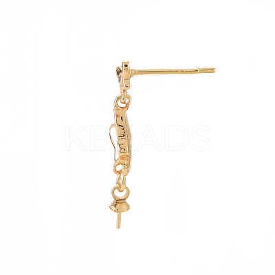Brass Micro Pave Clear Cubic Zirconia Stud Earring Findings KK-N233-131-NF-1