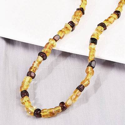 Natural Amber Beaded Necklaces NJEW-L466-01-1