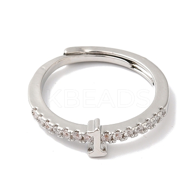Rack Plating Brass Clear Cubic Zirconia Number 1 Adjustable Rings for Women RJEW-S407-09P-01-1