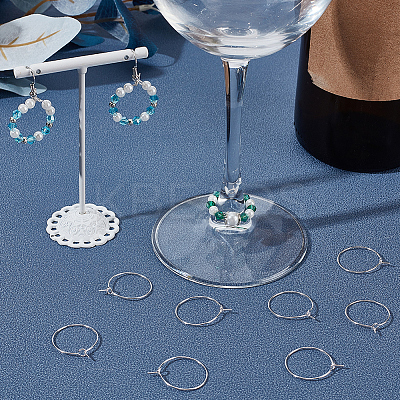 100Pcs 316 Surgical Stainless Steel Wine Glass Charms Rings STAS-BBC0005-97A-1