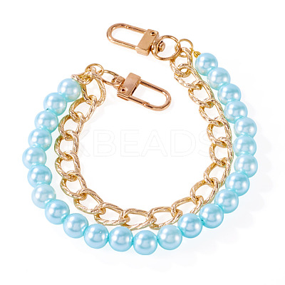 ABS Plastic Imitation Pearl and Aluminium Curb Chains Bag Extender Chains HJEW-TAC0073-1