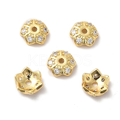 Brass Micro Pave Cubic Zirconia Bead Cap KK-E068-VF851-2-1