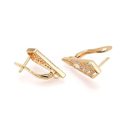 Brass Micro Pave Cubic Zirconia Hoop Earring Finding KK-N261-42G-1
