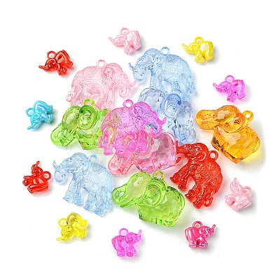 20Pcs 4 Styles Transparent & AB-Color Plated Acrylic Pendants TACR-FS0001-44-1