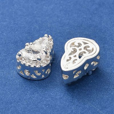 Brass Micro Pave Cubic Zirconia Beads KK-B142-08S-01-1