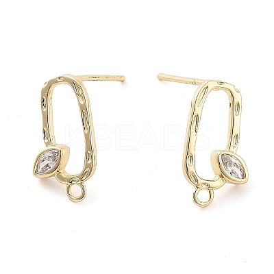 Brass Micro Pave Cubic Zirconia Stud Earring Findings EJEW-Q800-21KCG-1