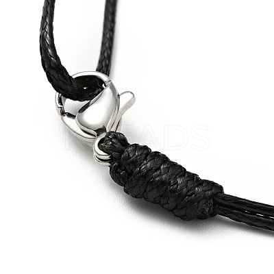 304 Stainless Steel Dog Charm Bracelet with Waxed Cord for Women BJEW-A125-25-1