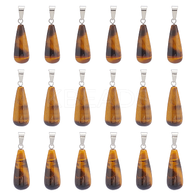 20Pcs Natural Tiger Eye Pendants G-UN0001-24-1