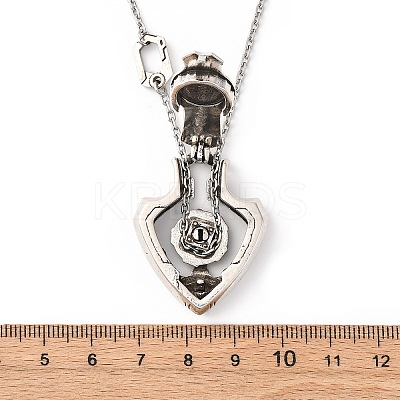 Brass Rotatable Gear Pendant Necklaces for Men NJEW-S451-01AS-1