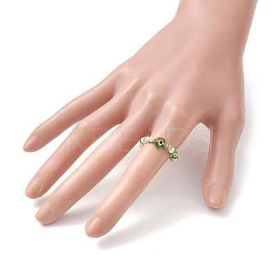 Handmade Evil Eye Lampwork with Glass Finger Rings for Women RJEW-JR00939-1