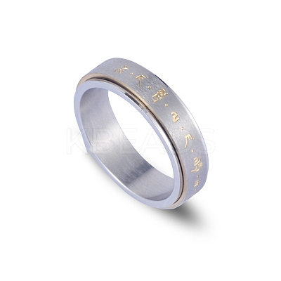 Om Mani Padme Hum 201 Stainless Steel Rotatable Finger Ring LS-PW-WG12553-02-1
