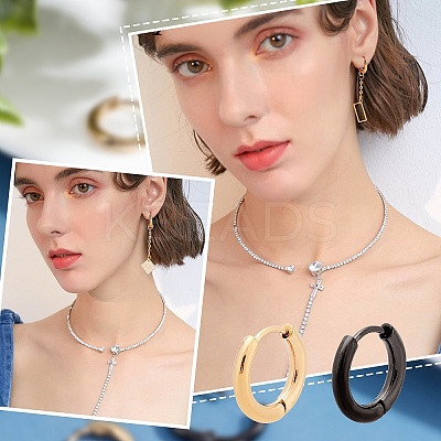 12Pair 2 Color 304 Stainless Steel Huggie Hoop Earrings EJEW-UN0032-61-1
