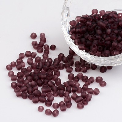 6/0 Frosted Round Glass Seed Beads X-SEED-A008-4mm-M16-1