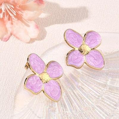 304 Stainless Steel Enamel Stud Earrings SA-CBA46AF-07G-1